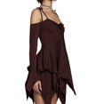 thumbnail image 2 of Women'S Halloween Costumes Off-Shoulder Butterfly Fairy Cosplay Party Handkerchief Flowy Midi Dress Chocolate Color L, 2 of 8
