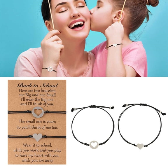 Home Gift Mother And Daughter Bracelet Set Mother And My Heart Matchs Wish Bracelet stretch cord for bracelets, 1pair