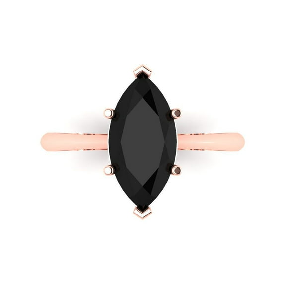 Solitaire Engagement Ring for Women - 2.5ct Natural Onyx in 14K Rose Gold Promise Ring