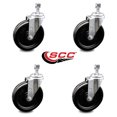 thumbnail image 2 of 6 Inch Phenolic Wheel Swivel 10mm Threaded Stem Caster Set Service Caster, 2 of 2