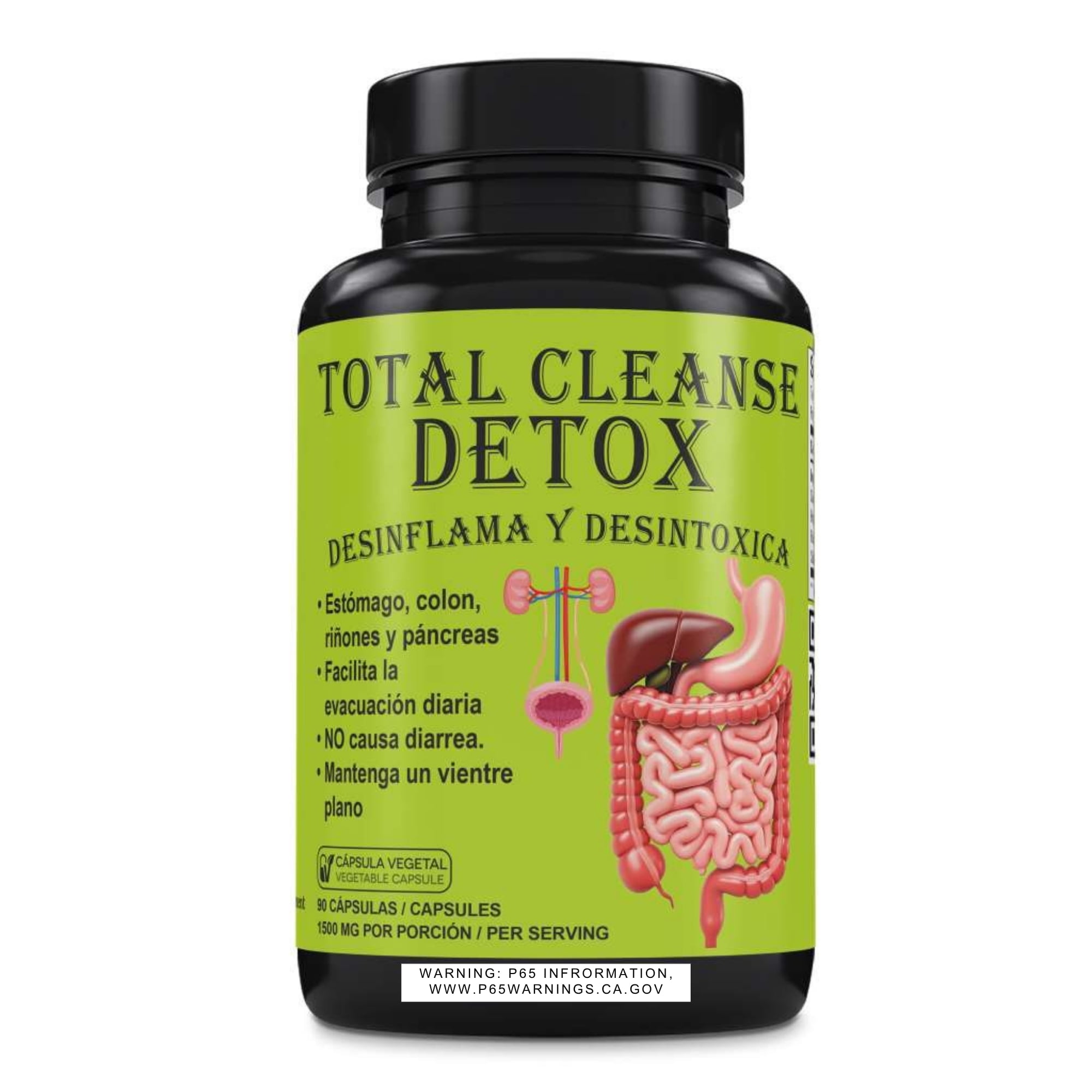 Total Cleanse Detox Capsules – Herbal Digestive Support Supplement – Cascara Sagrada, Senna Leaf, Aloe Vera, Fennel & Horsetail – 1500 mg Per Serving – 90 Vegetable Capsules – 30 Day Supply