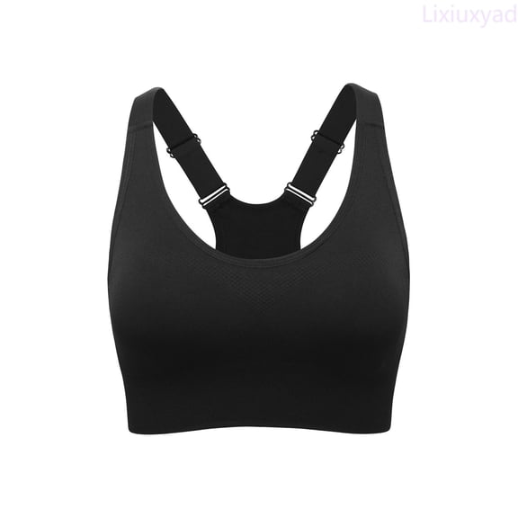 Lixiuxyad High Plus Size Sports Bra For Women Front Adjustable Straps Wirefree Support Workout Yoga Running Athletic Top,Bras for Women Black L