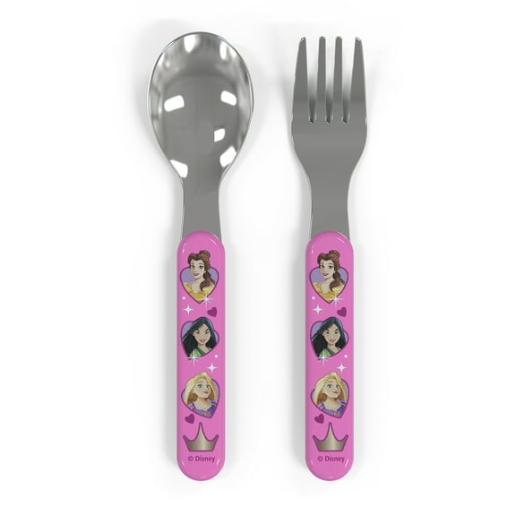 Zak Designs Disney Kids Fork and Spoon Set, Ultimate Princesses, 2-piece set