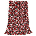 Zufioo Red Floral Fleece Blanket Queen Size,Plush Bed Blanket,Ultra
