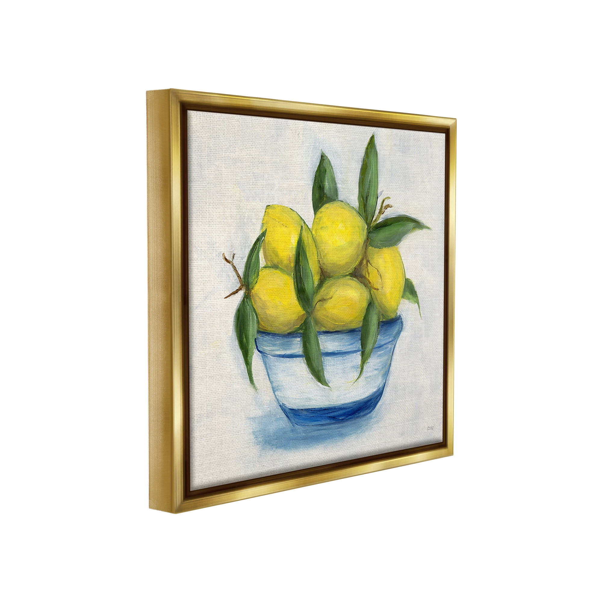 Stupell Industries Traditional Lemons Painting Food & Beverage Painting Gold Floater Framed Canvas Art Print Wall Art, 18 x 18