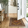 thumbnail image 2 of ODIKA 2'x3' Washable Throw Rug Non-Slip, Low Profile, Flatwoven, Easy Care Distressed Border Farmhouse Folk Lettering Primitive Vintage Refined Structured for Hallway, Study Room, 2 of 7