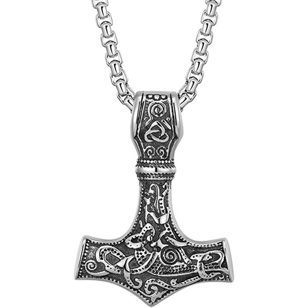Viking Thor's Hammer Necklace Norse Amulet Mjolnir Pendant Necklace