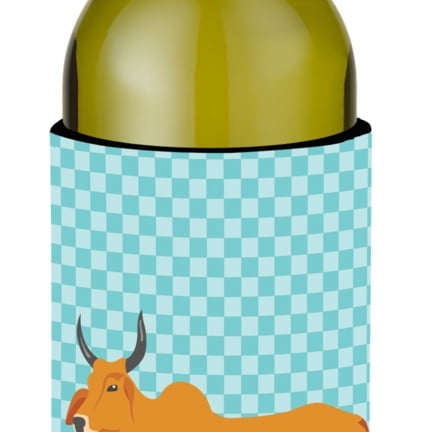 

Carolines Treasures BB7999LITERK Zebu Indicine Cow Blue Check Wine Bottle Beverge Insulator Hugger Wine Bottle