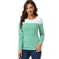 thumbnail image 1 of CamiseDe ManLarPaMujer bloque de colorrayas triple color simple Blanco Verde XL, 1 of 6