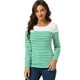 thumbnail image 1 of CamiseDe ManLarPaMujer bloque de colorrayas triple color simple Blanco Verde L, 1 of 6