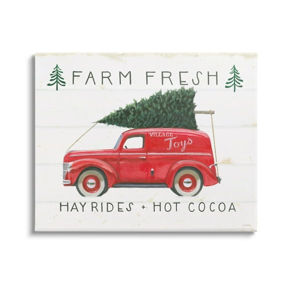 Farm Fresh Rustic Antique Holiday Shop Sign Transportation Graphic Art Gallery-Wrapped Canvas Print Wall Art