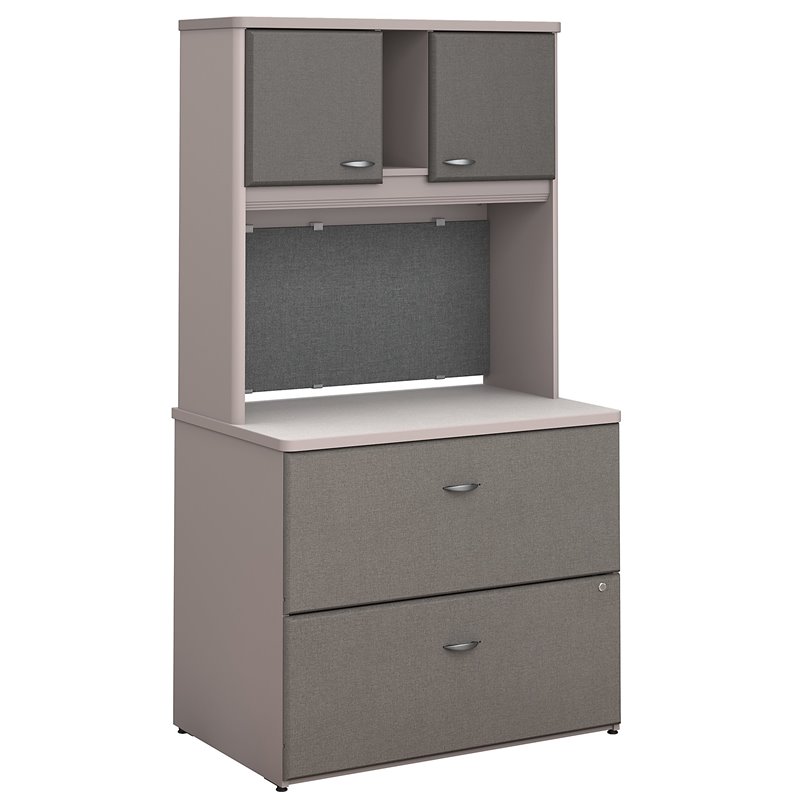 Bush Business Furniture Series A 36 W Lateral File Cabinet With Hutch In Pewter White Spectrum Walmart Canada
