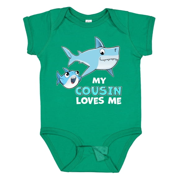 Inktastic My Cousin Loves Me with Cute Sharks Boys or Girls Baby Bodysuit