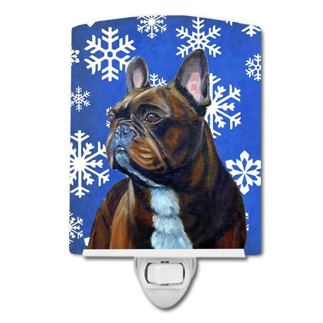 Carolines Treasures LH9295CNL French Bulldog Winter Snowflakes Holiday Ceramic Night Light