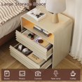 thumbnail image 5 of Vabches 25" H Nightstands with LED Night, Fluted Nightstands with Charging Station and Storage Shelves, End Table Bed Side Table for Bedroom Enrtyway Livingroom, 5 of 8