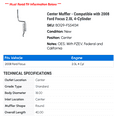 thumbnail image 2 of Center Muffler - Compatible with 2008 Ford Focus 2.0L 4-Cylinder, 2 of 2