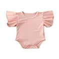 thumbnail image 1 of Newborn Baby Girl Basic Ruffle Sleeve Romper Clothes, 1 of 6