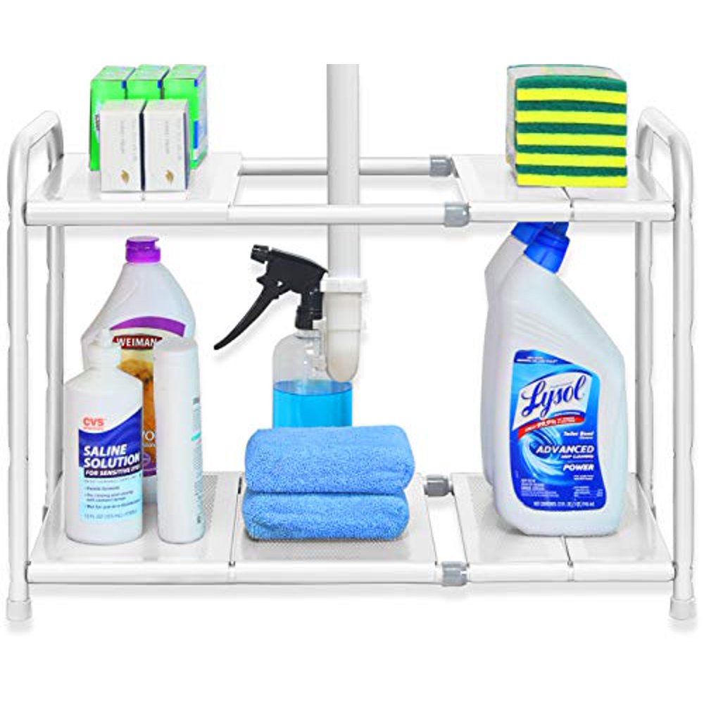 Simple Houseware Under Sink 2 Tier Expandable Shelf Organizer Rack