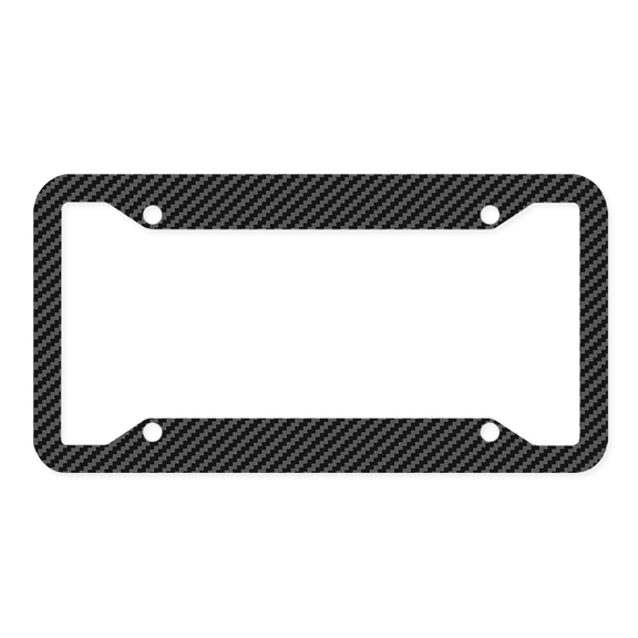 Carbon Fiber License Plate Frames- 2 Pack Black Aluminum Front & Rear Auto Car Tag Holder, Heavy Duty Bracket with Mount Hardware, Screws Caps, Rattle Proof Pads (Carbon Pattern