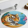 thumbnail image 3 of Tiger in Tropical Floral Frame Round Area Rugs for Bedroom Living Room, 5FT Soft Indoor Circle Carpets, Carpet Home Decor Floor Mat, 3 of 6