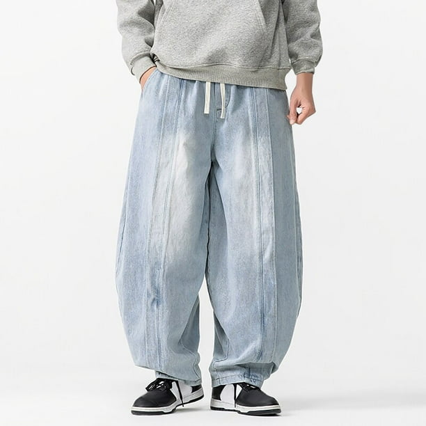 Pantalones vaqueros largos para hombre, pantalones Haren de primavera, pantalones rectos de pierna ancha, pantalones vaqueros casuales, pantalones de mezclilla para hombre