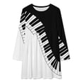 thumbnail image 2 of Black And White Piano Keyboard Loose Dress Evening Dress Summer Dresses for Women Luxury Dress Long Sleeved Dress, 2 of 4