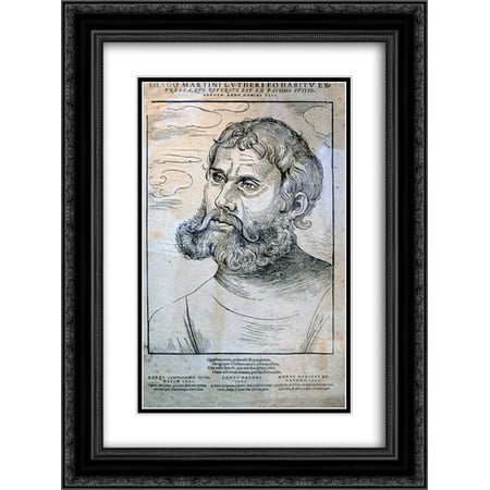 Lucas Cranach the Elder 2x Matted 20x24 Black Ornate Framed Art Print 'Martin Luther as Junker Jorg'