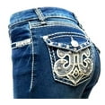 thumbnail image 3 of Jack David Rhinestone Studs Dark Wash Denim Flap Pocket Bootcut Jeans, 3 of 7