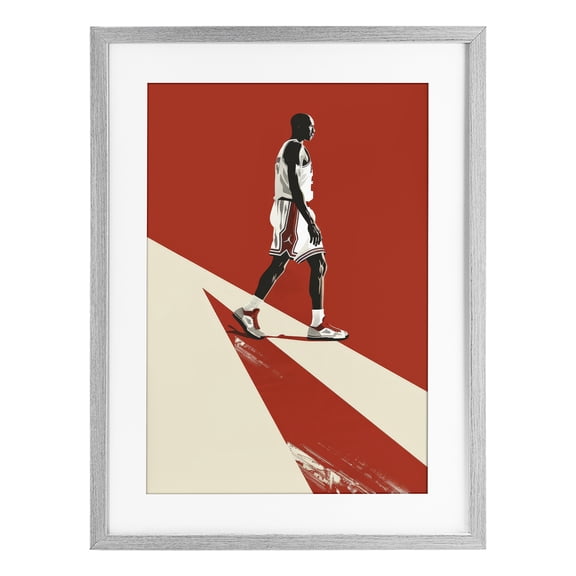 Stupell Industries Modern Retro Basketball Legend Gray Framed Print Under Glass, 14 x 20, by Ray Powers