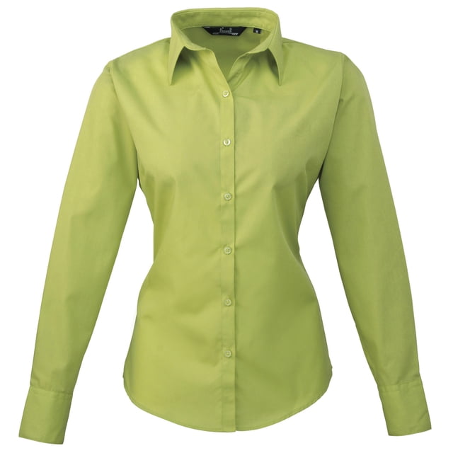 Premier - Camisa lisa de popelín de manga larga para mujer (Lima)