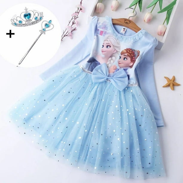 Robes d'automne filles Vestidos Frozen Elsa robes fête d'anniversaire à  manches longues princesse Costume adolescent enfants robe de bal