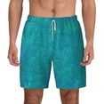 thumbnail image 2 of Picia Blue Green Glitter pattern Mens Swim Trunks with Compression Liner Stretch Beach Shorts Quick Dry with Zipper Pockets No-Chafing Board Shorts-Large, 2 of 9