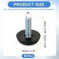 thumbnail image 2 of 20Pack M6 Niveladores de Pies de Muebles con Rosca, Tornillo Ajustable de 23x20, Negro, 2 of 6