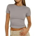 thumbnail image 3 of Womens 3 Piece Short Sleeve Shirts Basic Going Out Tops Slim Fit Crop Tops, 3 of 8