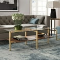 thumbnail image 5 of 47" Gold Glass and Walnut Rectangular Coffee Table With Shelf, 5 of 5