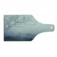 thumbnail image 1 of Forest Cutting Board, Raindrops Mystic Foggy Scenery Romantic Window Water Melancholia Therapy Lonely Tree, Tempered Glass Cutting and Serving Board, Wine Bottle Shape, Denim Grey, by Ambesonne, 1 of 1