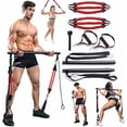 thumbnail image 2 of 180LBS Adjustable Pilates Toning Bar Kit with Resistance Bands, Anti-Break, Full Body Dynamic Workout, Home Portable Gym, 2 of 4