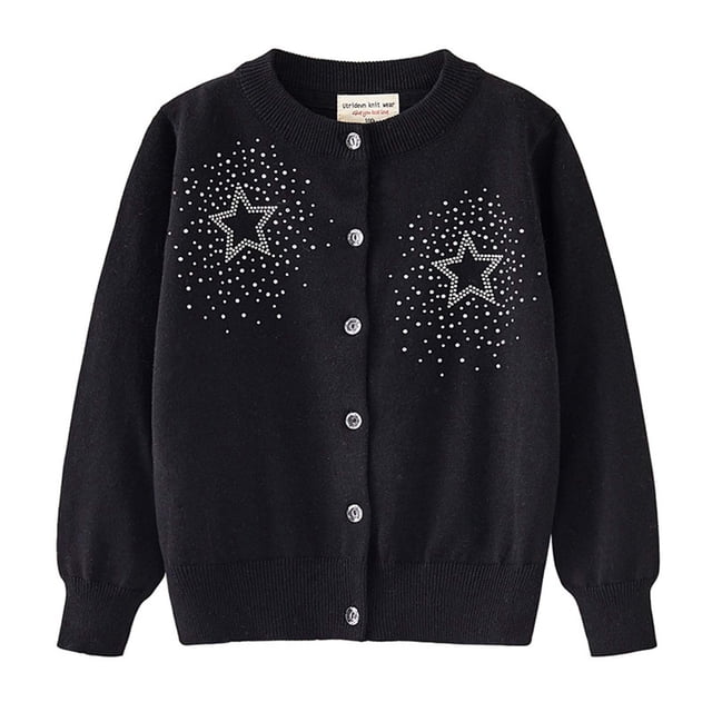 SGFCWSX Chandails pour Fillettes à Manches Longues Couleur Unie Tenue Légère comme une Plume pour Filles Noir