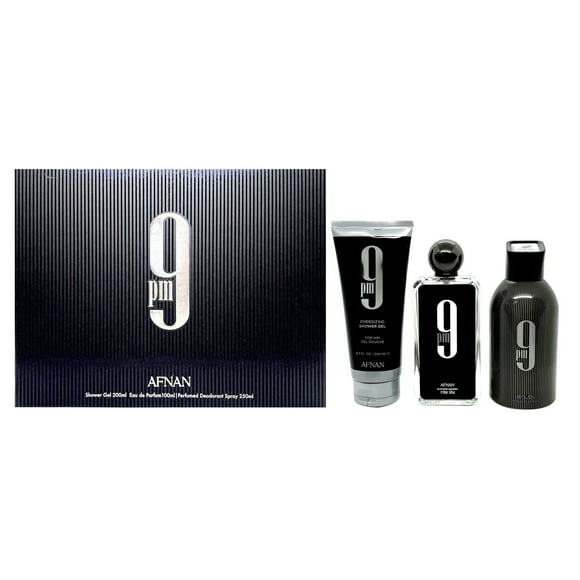 Set Afnan 9PM para Hombre 3 pzs 100ml Edp + 200ml Gel + 250ml Deo