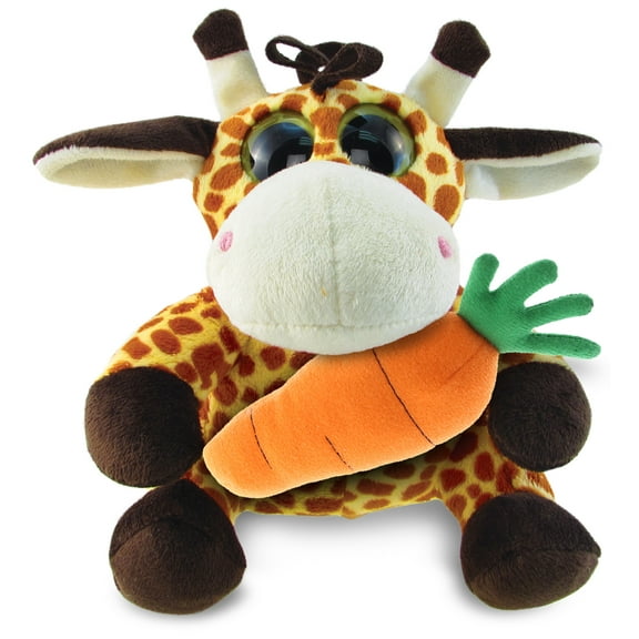 DolliBu Happy Easter Big-Eyed Giraffe Soft Plush with Carrot - Cute Stuffed Animals with Carrot Plush Toy, Perfect Easter Gift, Spring Easter Plush Animal - 6 Inches