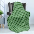 thumbnail image 4 of Abstract Green Soft Flannel Fleece Throw Blanket, Modernistic Geometric with Creative Monochrome Squares Triangles, Cozy Plush for Indoor and Outdoor Use, 60" x 80", Multicolor, by Ambesonne, 4 of 5