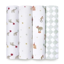 aden   anais™, Cotton Muslin Swaddle Blanket, Circus Elephant, Multi, Unisex, Infants, 4-Pk