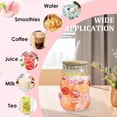 thumbnail image 2 of Instagram Glass Cup with Lid and Straw, 450ml Ribbed Tumbler with Bow or Rose, Aesthetic Drinking Glass for Flat Lay Photos, 2 of 6