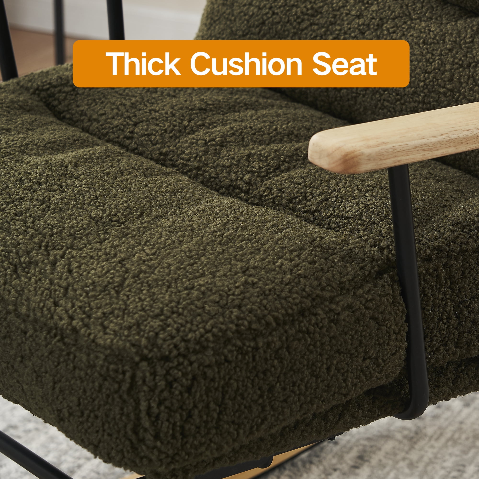 Banome Modern Teddy Gliding Rocking Chair with High Back - Retractable Footrest and Adjustable Back Angle - Perfect for Nursery, Living Room, and Bedroom