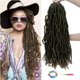 thumbnail image 1 of 18 Inch 5 Packs Synthetic Locs Black Goddess Faux Locs Curly Wavy Hair 21 Strands Pre-Looped Synthetic Most Natural Soft Locs Crochet Dirty Hair Extend for Woman +Free Gift(18" 425G), 1 of 8