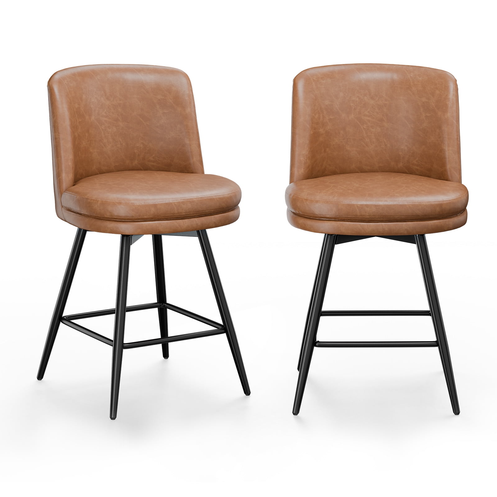 Zimtown Modern Barstools Set of 2, 26" Counter Height Swivel Bar Stools Set with Cushion for Kitchen Island, Dining Room, Bar Chairs, Tan Brown
