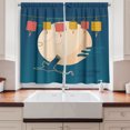 thumbnail image 2 of Ambesonne Birds Theme Kitchen Curtains, Stork Clouds Oriental, 55"x45", Dark Sky Blue and Marigold, 2 of 3