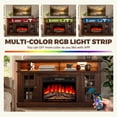 thumbnail image 5 of SESSLIFE Fireplace TV Stand for TVs up to 65", 58" Farmhouse Entertainment Center with 23" Electric Fireplace, LED Lights, Glass Door Storage Cabinets, Brown, 5 of 11
