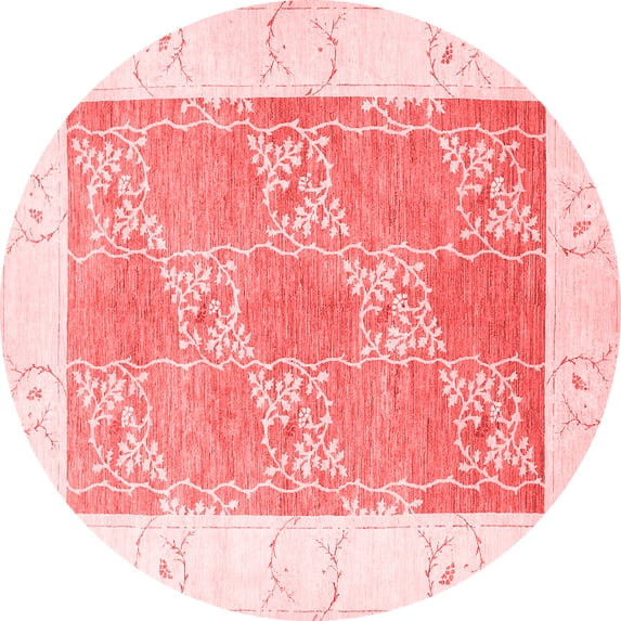 Ahgly Company Indoor Round Abstract Red Contemporary Area Rugs, 8' Round