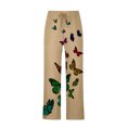 thumbnail image 5 of Yaoyar Men's Loose Wide Leg Pants Butterfly Printed Elastic Waist Drawstring Casual Sweatpants for Men Summer Thin Comfy Cotton Linen Pants Beige XL, 5 of 5